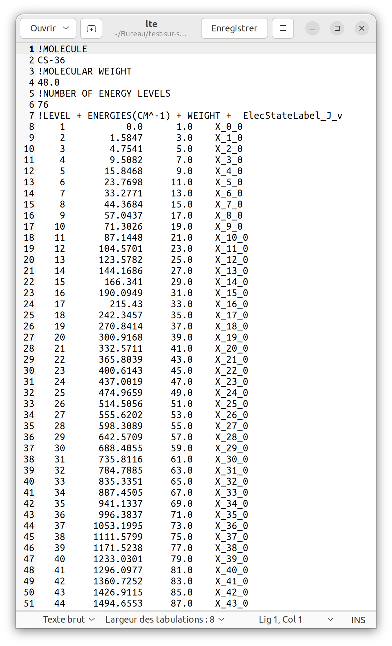 Export as radex for LTE file