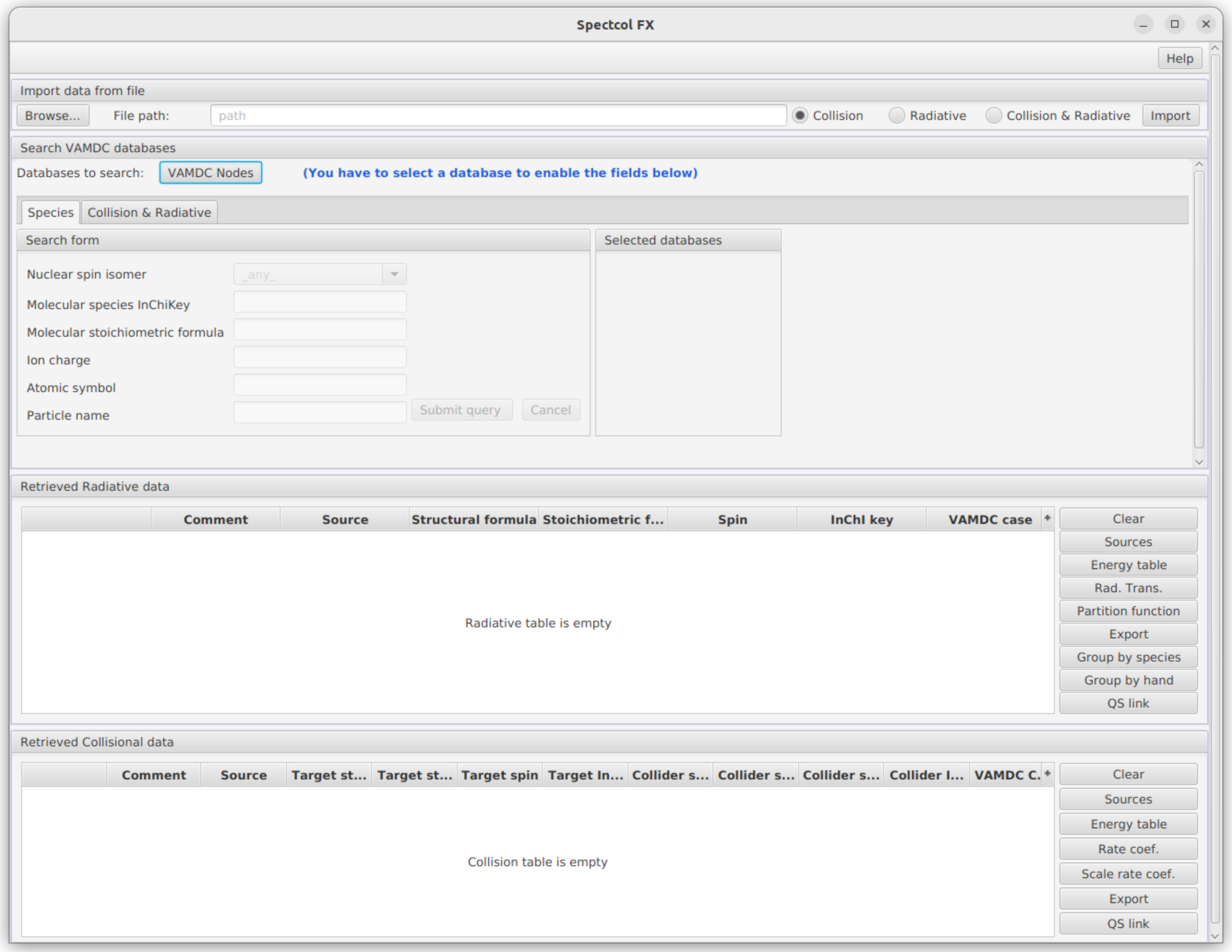 Looking for data with Spectcol