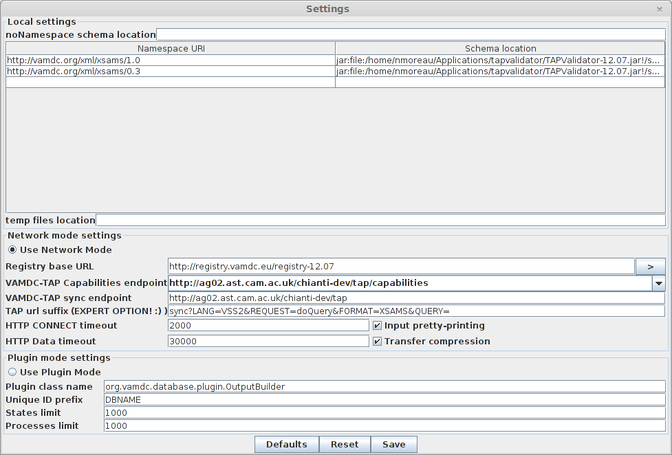 Configuring the tap validator